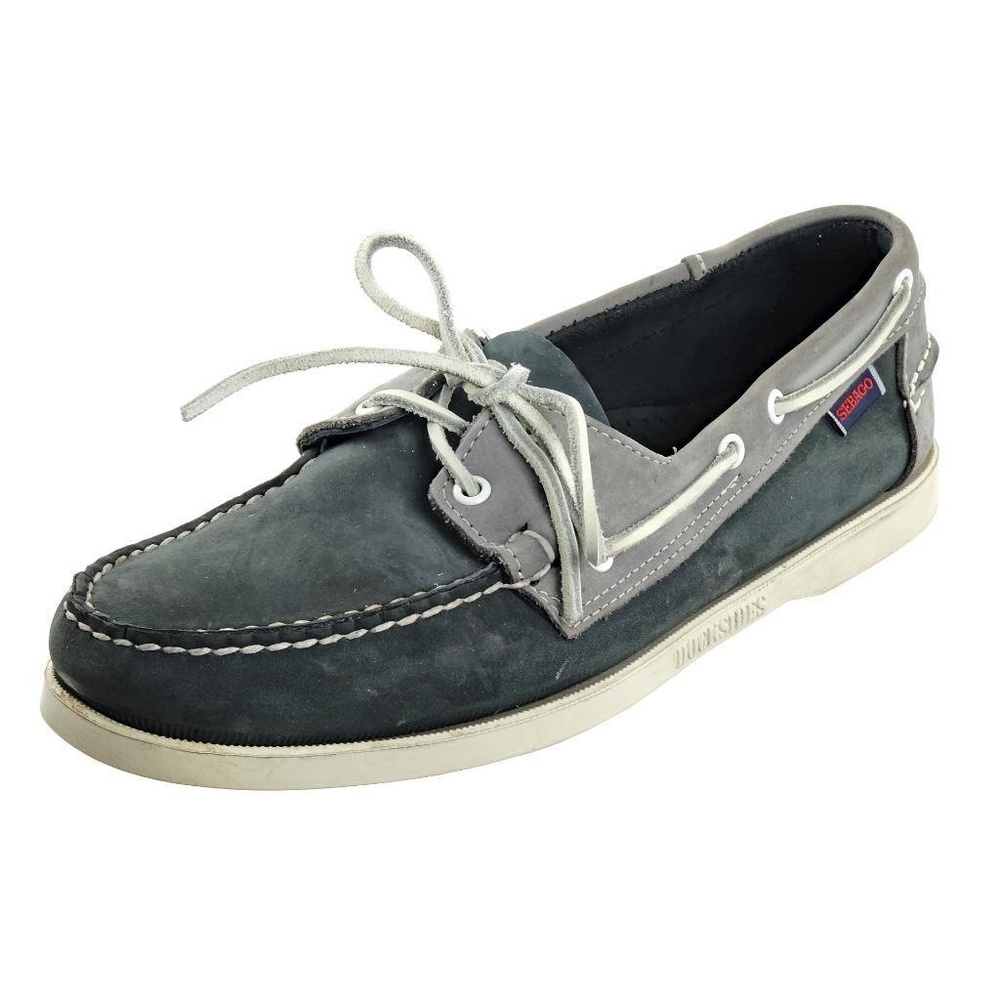 SEBAGO DOCKSIDES Sz. 10 M Boat Shoes Mocassin Nubuck Leather Gray Tones